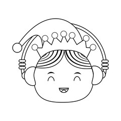 elf or santas helper wearing ear muffs christmas character icon image vector illustration design 