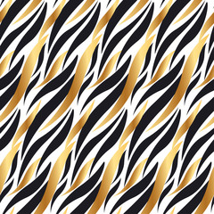 Black and gold wave in chick decorative style. concept abstract seamless pattern vector illustration. repeatable motif for surface design, fabric, wrapping paper.