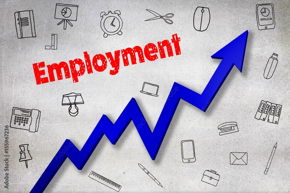 Poster composite image of digitally generated image of employment text