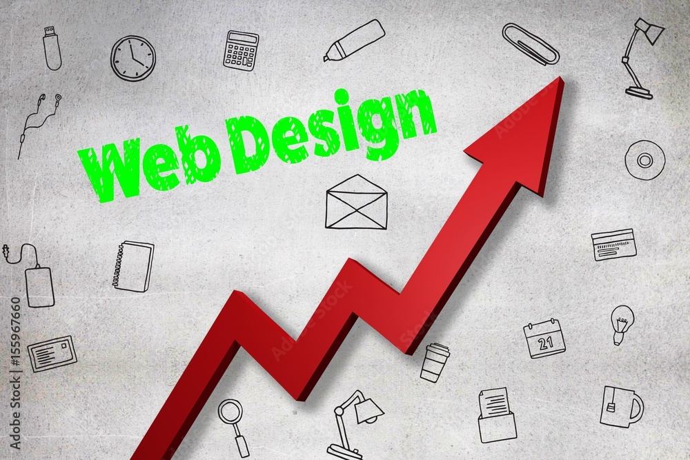Poster composite image of digitally generated image of web design text