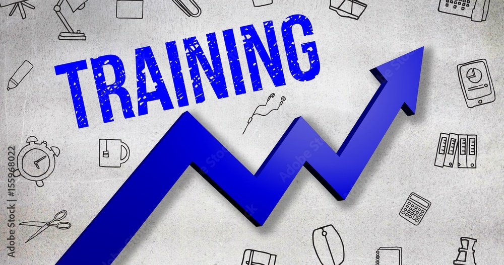 Poster composite image of digitally generated image of training text