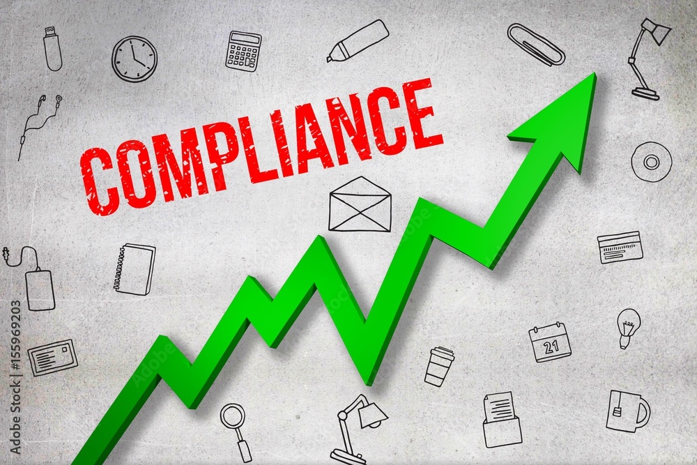 Poster composite image of digitally generated image of compliance text