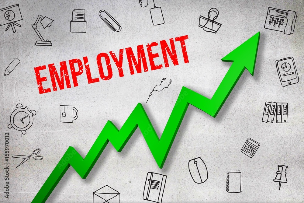 Poster composite image of digitally generated image of employment text