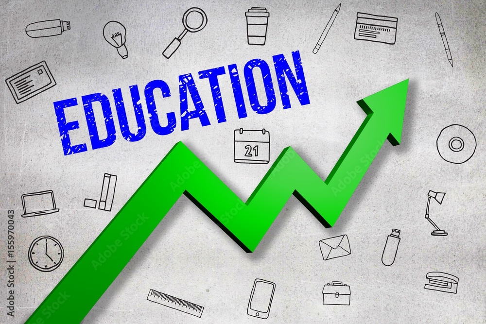 Poster composite image of digitally generated image of education text