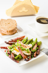 Asparagus with egg and bacon
