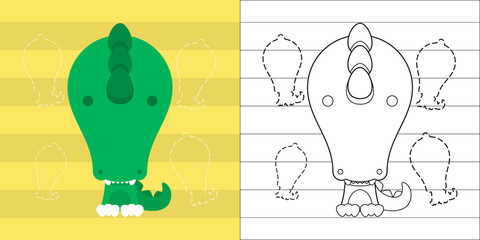 coloring page cute little crocodille for education