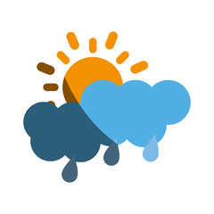 partly covered cartoon sun with rain clouds icon image vector illustration design 