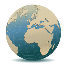 Retro Style Europe and Africa, Global World, Elements of this image furnished by NASA