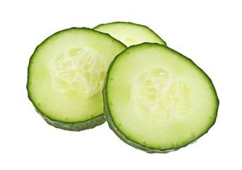 Fresh slice cucumber vegetables isolated on white background