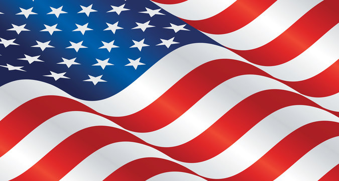 USA wavy flag landscape background