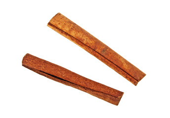 Cinnamon sticks on white background, top view