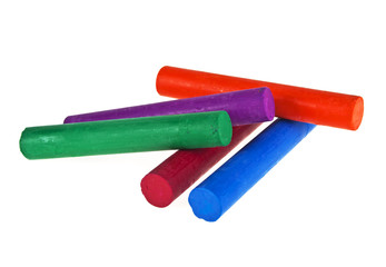 Colorful chalk pastels on white background