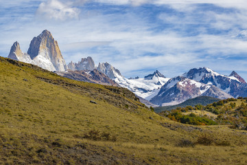 Fototapeta na wymiar Fitz Roy and Poincenot Mountains, Patagonia - Argentina