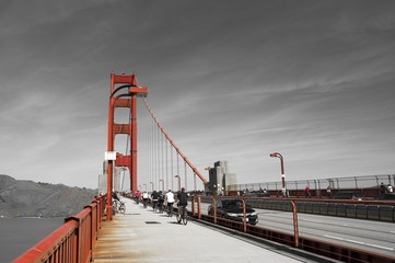 Golden gate bridge in black white and red, San Francisco, California, USA - Powered by Adobe
