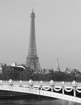 Fototapeta Riverside of Paris with Eiffel tower, France