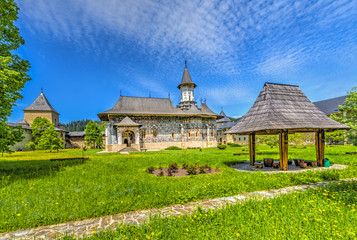 Sucevita orthodox painted church monastery, Suceava landmark, Moldavia, Bucovina, Romania