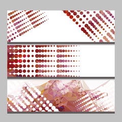 Set of horizontal banners with abstract mosaic pattern and dots. Copy space. Vec