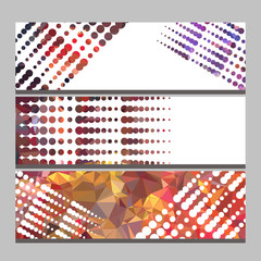 Set of horizontal banners with abstract mosaic pattern and dots.Vector clip art.