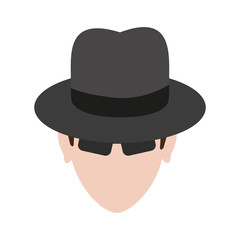 suspicious looking man with sunglasses criminal icon image vector illustration design 