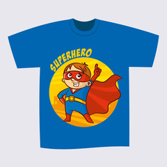 T-shirt Blue Print Design Superhero