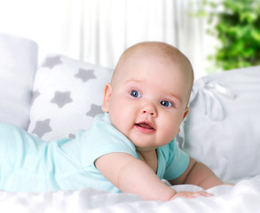 Cute baby portrait indoor.