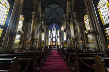 Istanbul, Turkey - May 19, 2017: Interior view from St. Antuan Church, where is placed in Istiklal Street