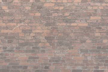 Texture old brick wall, horizontal arrangement of old brickwork, abstract background