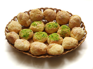 homemade Cookies with the sugar, biscuit with spices on basket