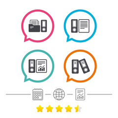 Accounting icons. Document storage in folders.