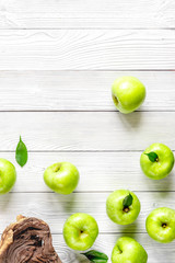 Organic fruits with green apples mock up on white background top view
