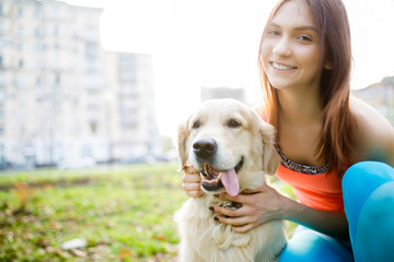 Photo of woman with labrador