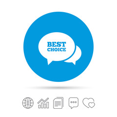 Speech bubble best choice icon. Special offer.