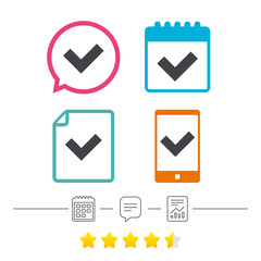 Check sign icon. Yes button.