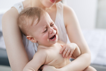 Woman with crying baby