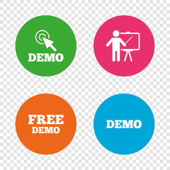 Demo with cursor icon. Presentation billboard.