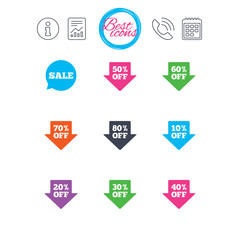 Sale discounts icons. Special offer signs.