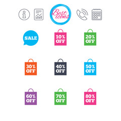 Sale discounts icons. Special offer signs.