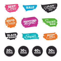 Sale discount icons. Special offer price signs.