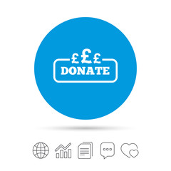 Donate sign icon. Pounds gbp symbol.