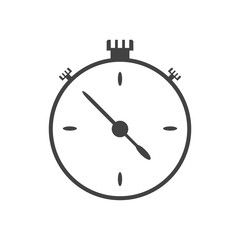Black stopwatch icon with second arrow. Flat style. Vector illustration