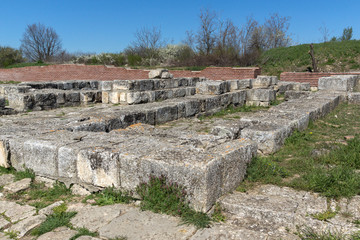 Fototapeta na wymiar Ruins of The capital city of the First Bulgarian Empire medieval stronghold Pliska, Shumen Region, Bulgaria