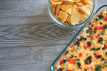 Seven-Layer Refried Bean Dip and Chips