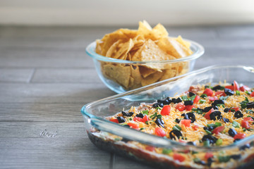 Seven-Layer Refried Bean Dip and Chips