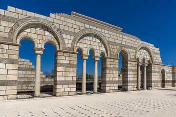 Fototapeta na wymiar Ruins of The Great Basilica - largest Christian cathedral in medieval Europe near The capital city of the First Bulgarian Empire Pliska, Bulgaria