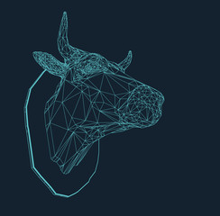 wire frame illustration of an isolated bull head decoration