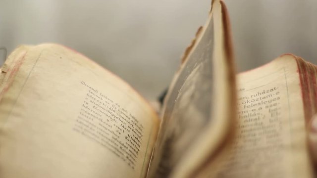 Hands turning pages.