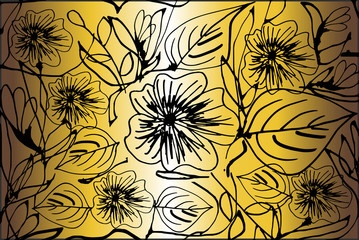 floral golden wallpaper with flowers
