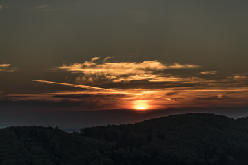 Sunrise from Tolstejn castle in Luzicke mountains