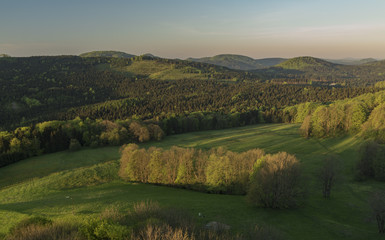 Fototapeta premium Sunrise from Tolstejn castle in Luzicke mountains