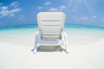 Fish eye view of pristine Maldives beach